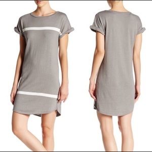 360 Cashmere Gray/White Stripe Sweater Dress Sz M